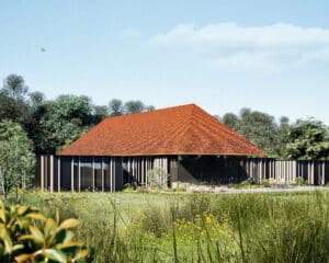 Footpath view of New Surries, a paragraph 84 house in the High Weald National Landscape by Hawkes Architecture Ltd