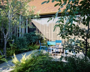 Courtyard view of New Surries, a paragraph 84 house in the High Weald National Landscape by Hawkes Architecture Ltd