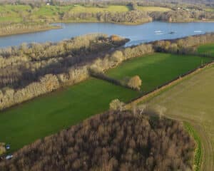 Aerial view of site for Reservoir View, a transformed landscape designed by Hawkes Architecture.