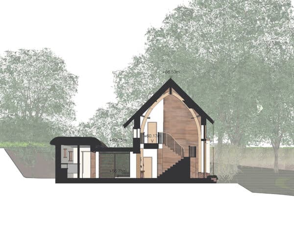 Ground floor plan of The Linhay, a Para 80 energy efficient passive house. Another grand design by Hawkes Architecture.