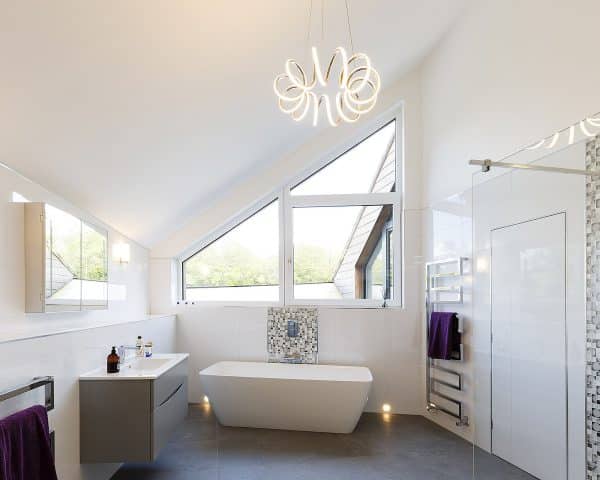 Bathroom at Brooks Barn a Para 55, energy efficient passive house. Another grand design by Hawkes Architecture.