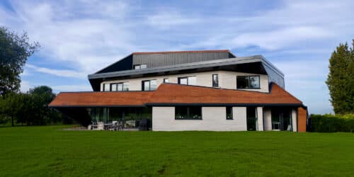 Rear elevation of Canon Orchard, a Para 79 energy efficient passive house. Another grand design by Hawkes Architecture.