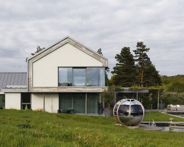 Side elevation at View Point, a Para 55 energy efficient passive house. Another grand design by Hawkes Architecture.