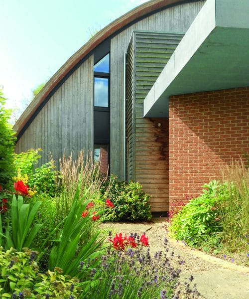 Exterior detail of Crossway, a PPS 7, energy efficient Passivhaus. Designed by Hawkes Architecture and featured on Channel 4's Grand Designs.