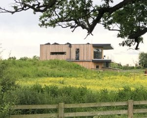 Side elevation at Furrows, a Para 55, energy efficient passive house. Another grand design by Hawkes Architecture.