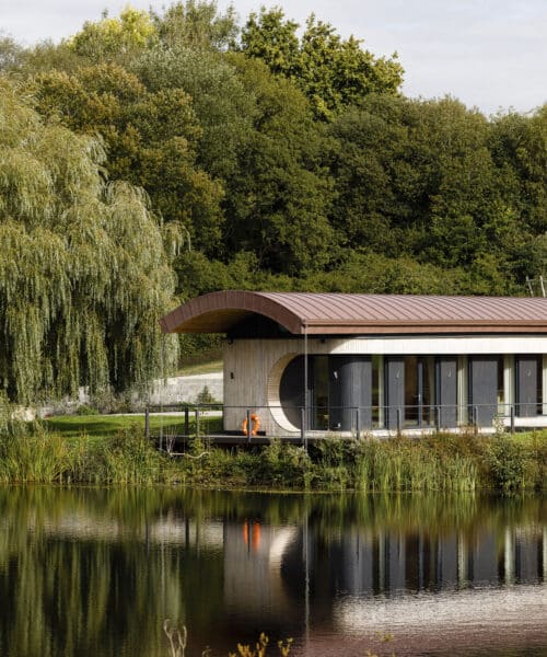 Side elevation of Lake House, a Para 79 energy efficient passive house. Another grand design by Hawkes Architecture.