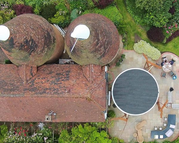 Aerial view of LSO Terrace. Designed by Hawkes Architecture who specialises in energy efficient passive houses.