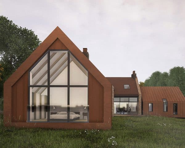 Side elevation of Red Oaks, a Para 139 energy efficient passive house. Another grand design by Hawkes Architecture.