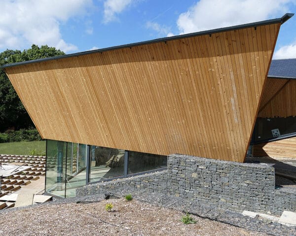 Side elevation at Brooks Barn, a Para 84 energy efficient passive house. Another grand design by Hawkes Architecture.