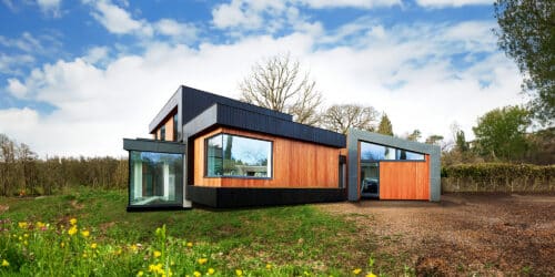 South view of Meadow View, a PPS 7 energy efficient passive house. Another grand design by Hawkes Architecture.