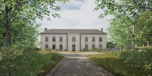 Entrance at Winchester, a contemporary country house designed by Hawkes Architecture.