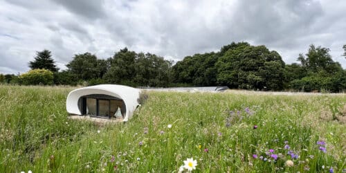 The window amongst the grass at Bigbury Hollow, a PPS 7 energy efficient passive house. Another grand design by Hawkes Architecture.