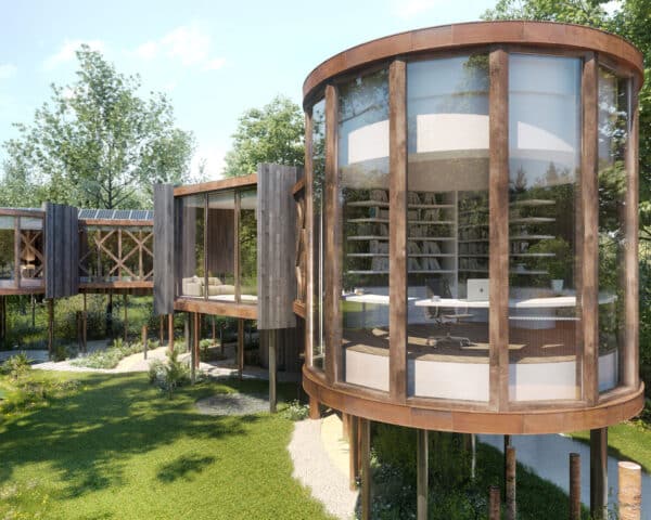 Exterior detail of Tree House, a Para 55 energy efficient passive house. Another grand design by Hawkes Architecture.