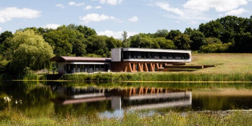 Garden view of Lake House, a Para 79 energy efficient passive house. Another grand design by Hawkes Architecture.