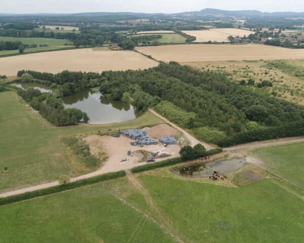 Aerial view of the proposed site for Sand Martins, a Para 84 an energy efficient passive house. Another grand design by Hawkes Architecture.