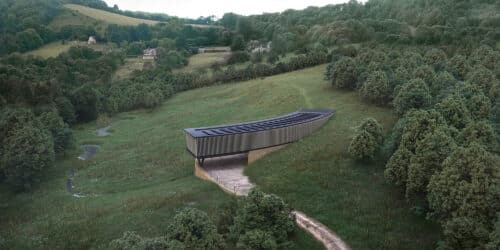 Aerial view of Lilley Brook, a Para 84, energy efficient passive house. Another grand design by Hawkes Architecture.