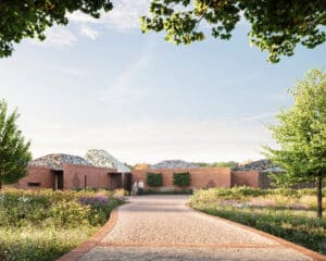 Approach and arrival courtyard of a new Kent Para84 house. A Para 84 energy efficient passive house. Another grand design by Hawkes Architecture.