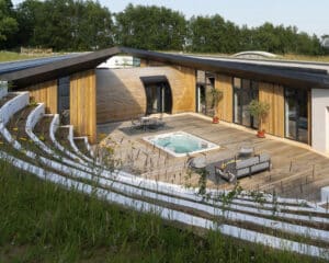 Courtyard of Bigbury Hollow,a PPS 7 energy efficient passive house. Another grand design by Hawkes Architecture.