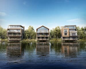 Cotswold Waters. A collection of sustainable, bespoke homes set within their own private nature reserve at Cotswolds Waters. Each home looks onto the outstanding natural beauty of wild, plush greenery, watercourses and stunning lake views set in a 110-acre estate.