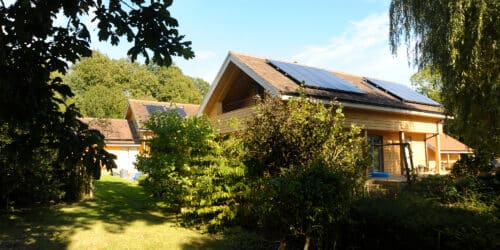 Rear view of Horton Wood, an eco extension & transformation project by Hawkes Architecture Ltd