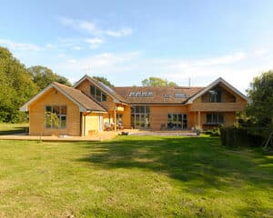 Rear view of the eco extension & transformation project by Hawkes Architecture Ltd