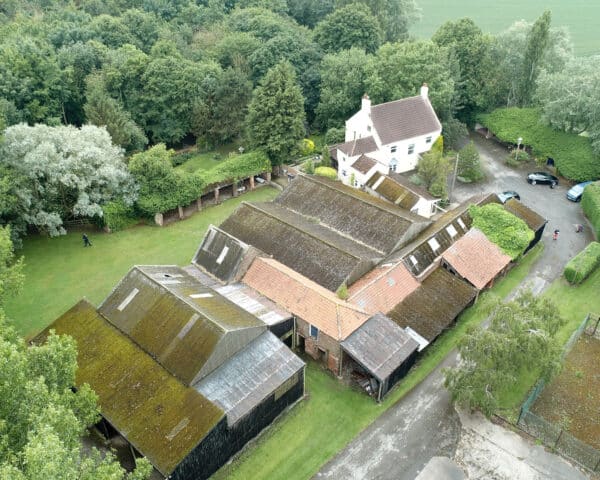 Existing building arrangement at Dales Mount Farm. A replacement farmstead transformation designed by Hawkes Architecture Ltd