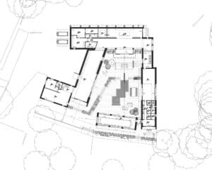 Proposed plan at Dales Mount Farm. A replacement farmstead transformation designed by Hawkes Architecture Ltd